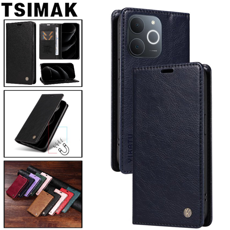 Realme Note 50 - Custodia a portafoglio in pelle per