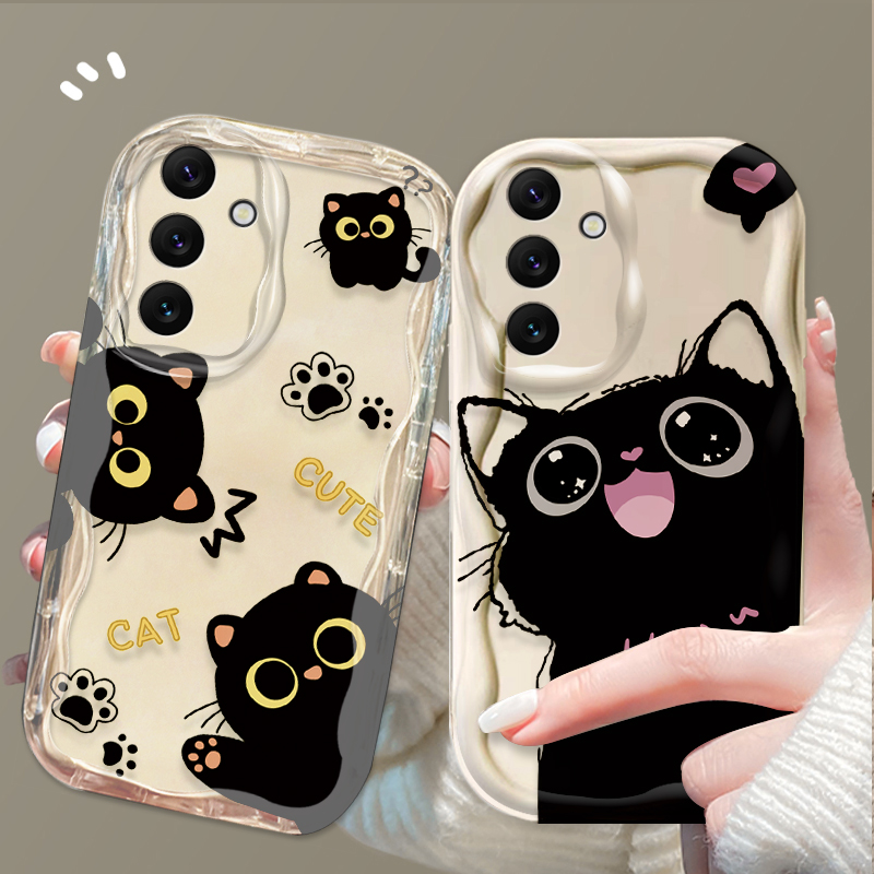 Samsung Galaxy A55 - Custodia per gatti neri con occhi